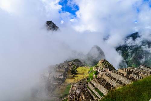 machu picchu landmark photo clouds